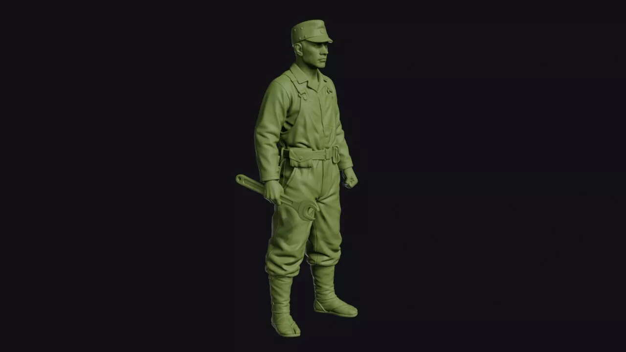 Second World War Japanese Ground Crewman with a Spanner in 3D print model