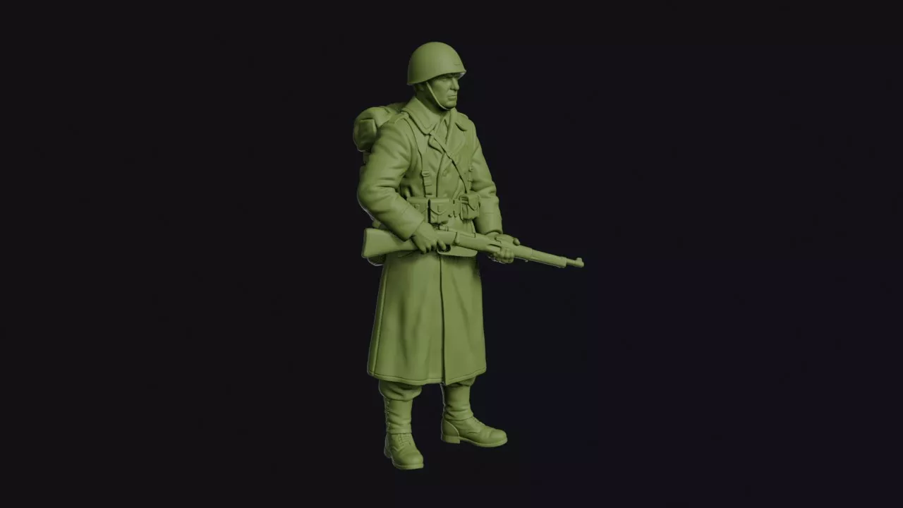Second World War Italian Infantryman in a Winter Greatcoat 3D print model