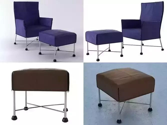 Charly four different chairs and footstool 3D model