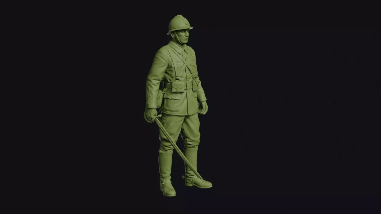 Second World War French 1940 Cavalryman Dismounted with Adrian 3D print model