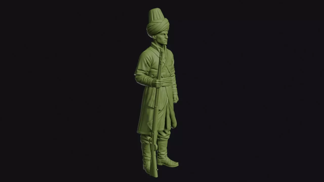 Safavid Persian Ghulam Guardsman at Attention with Long 3D print model