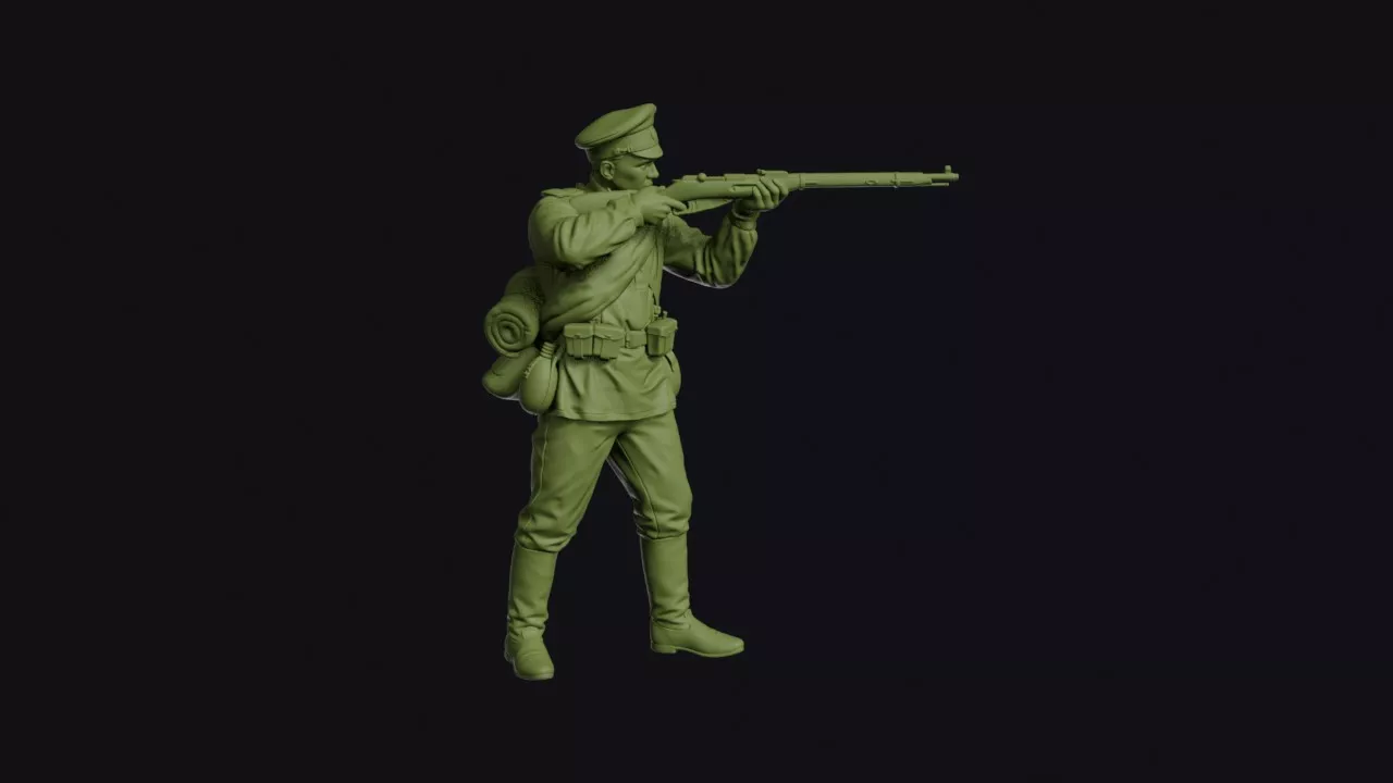 Russo-Japanese War Russian Infantryman Standing to Fire a Mosin 3D print model