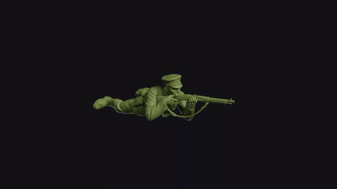 Russo-Japanese War Japanese Infantryman Lying Prone Firing an 3D print model