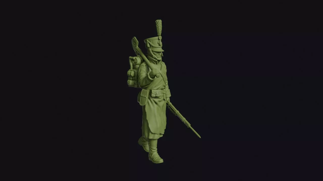 Russian Sapper of 1812 with a Spade over his Shoulder in Black 3D print model