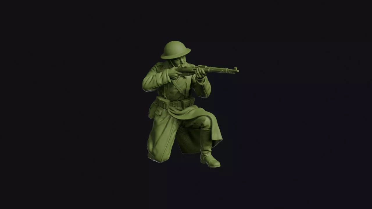 Russian Civil War White Infantryman Kneeling to Fire 3D print model