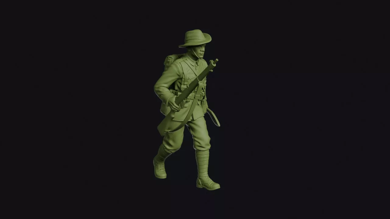 North-West Frontier Gurkha Rifleman Advancing with a Kukri in 3D print model