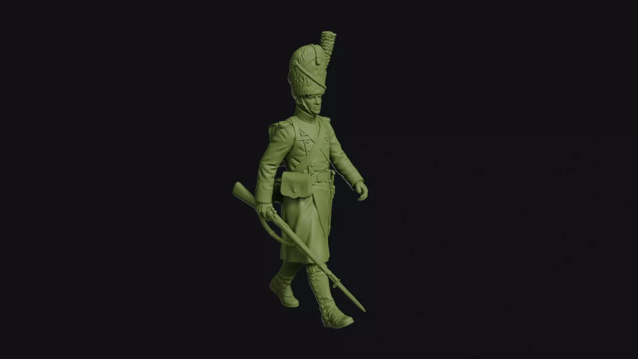 Neapolitan Bourbon Guard Grenadier of 1860 Marching in Bearskin 3D print model