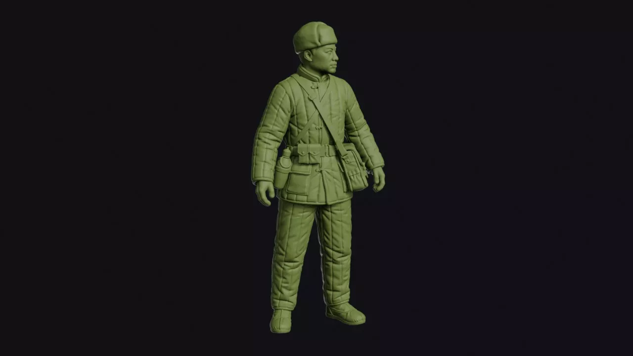Korean War Chinese Volunteer Medic with a Medical Bag in 3D print model