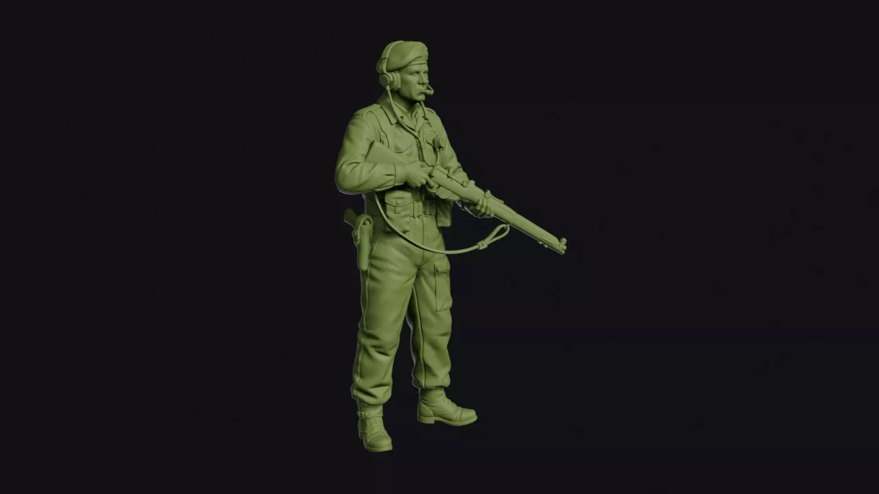 Korean War British Tank Crewman with a Beret and Overalls in 3D print model