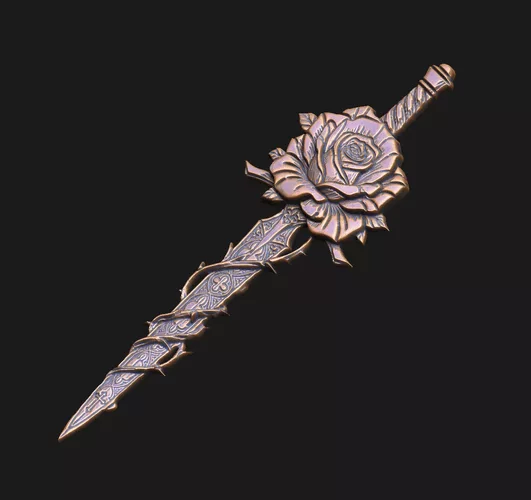 rose-dagger-wood-carving rose-sword-wall-decor