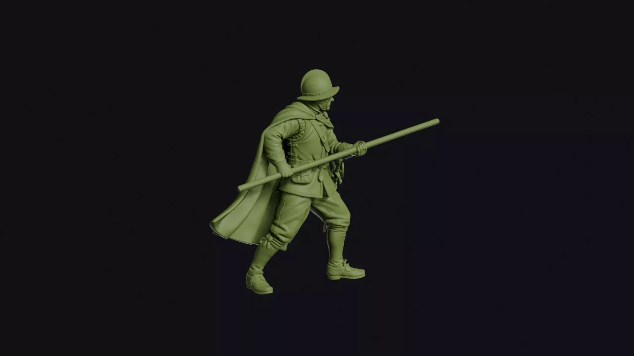 Irish Confederate Pikeman Braced with Pike Levelled and Long 3D print model