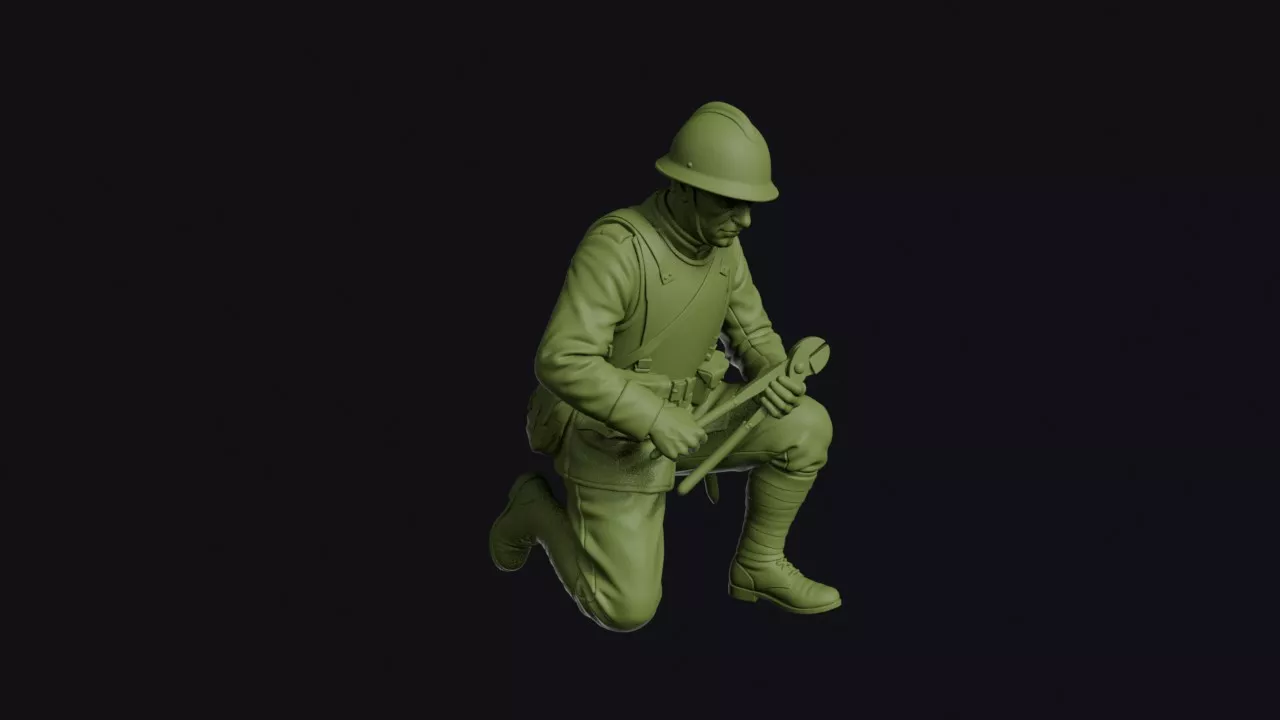 Great War Italian Infantryman with a Farina Helmet and Body 3D print model