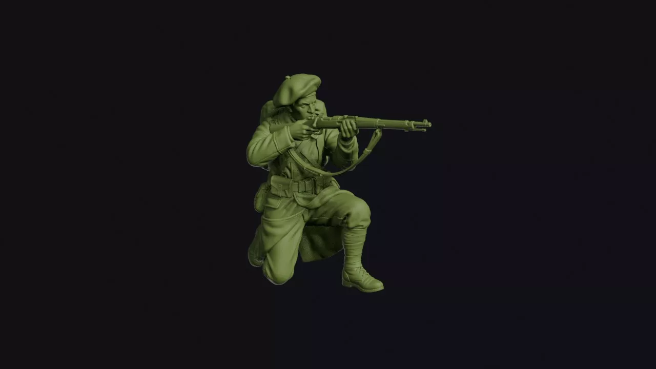 Great War French Chasseur Alpin Kneeling to Fire 3D print model