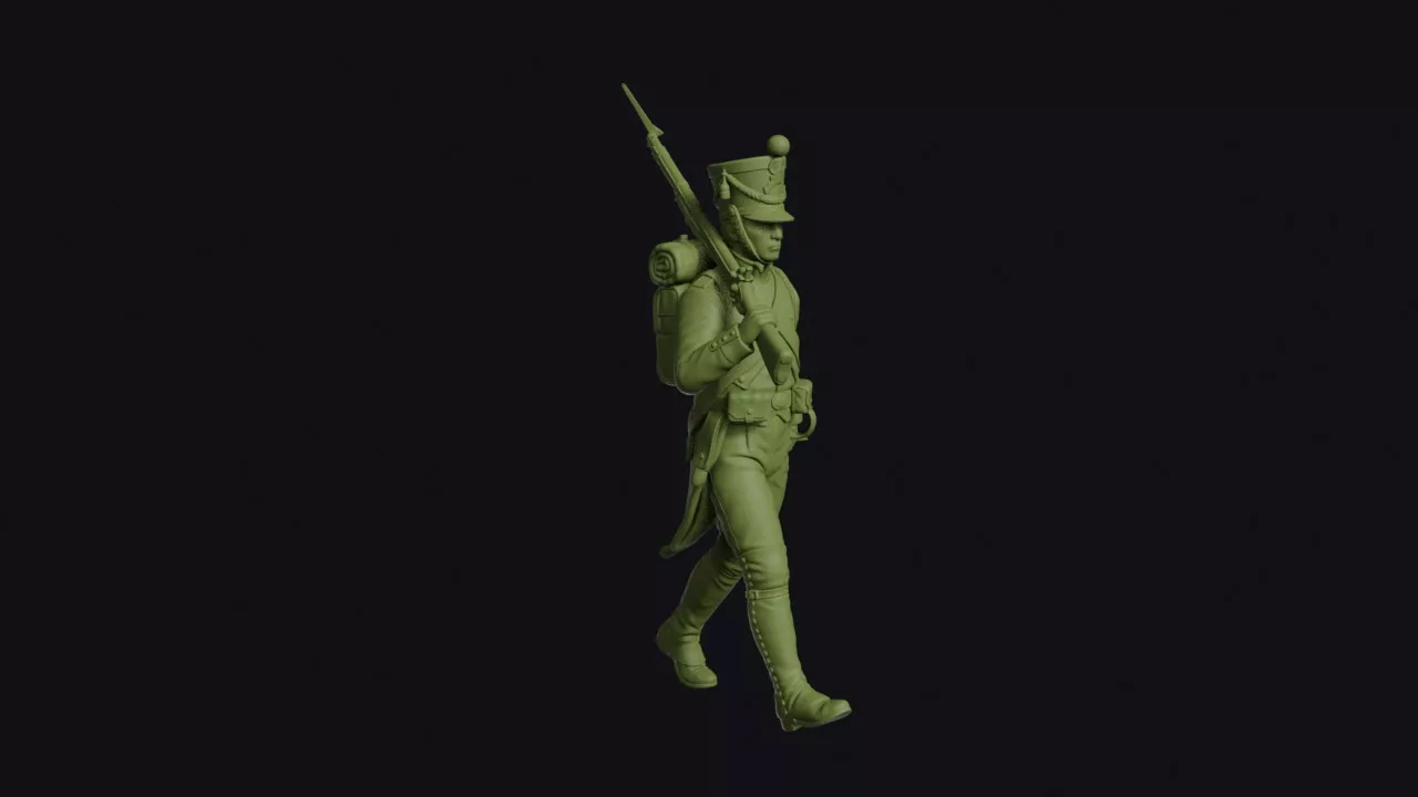 French Wurzburg Infantryman Marching with Shako and White Coat 3D print model