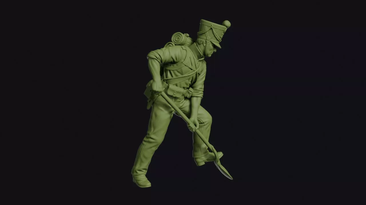 French Line Pioneer Digging with a Shovel in Shirtsleeves and 3D print model