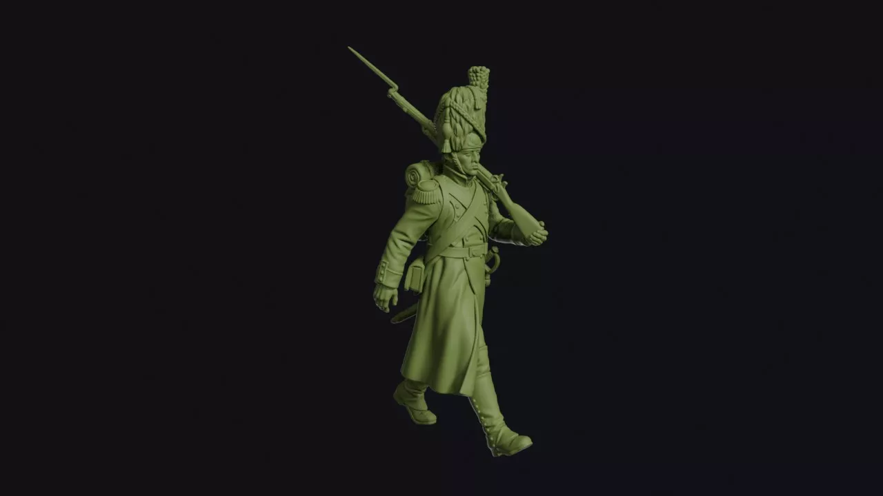 French Line Grenadier of 1812 Marching with Musket Shouldered 3D print model