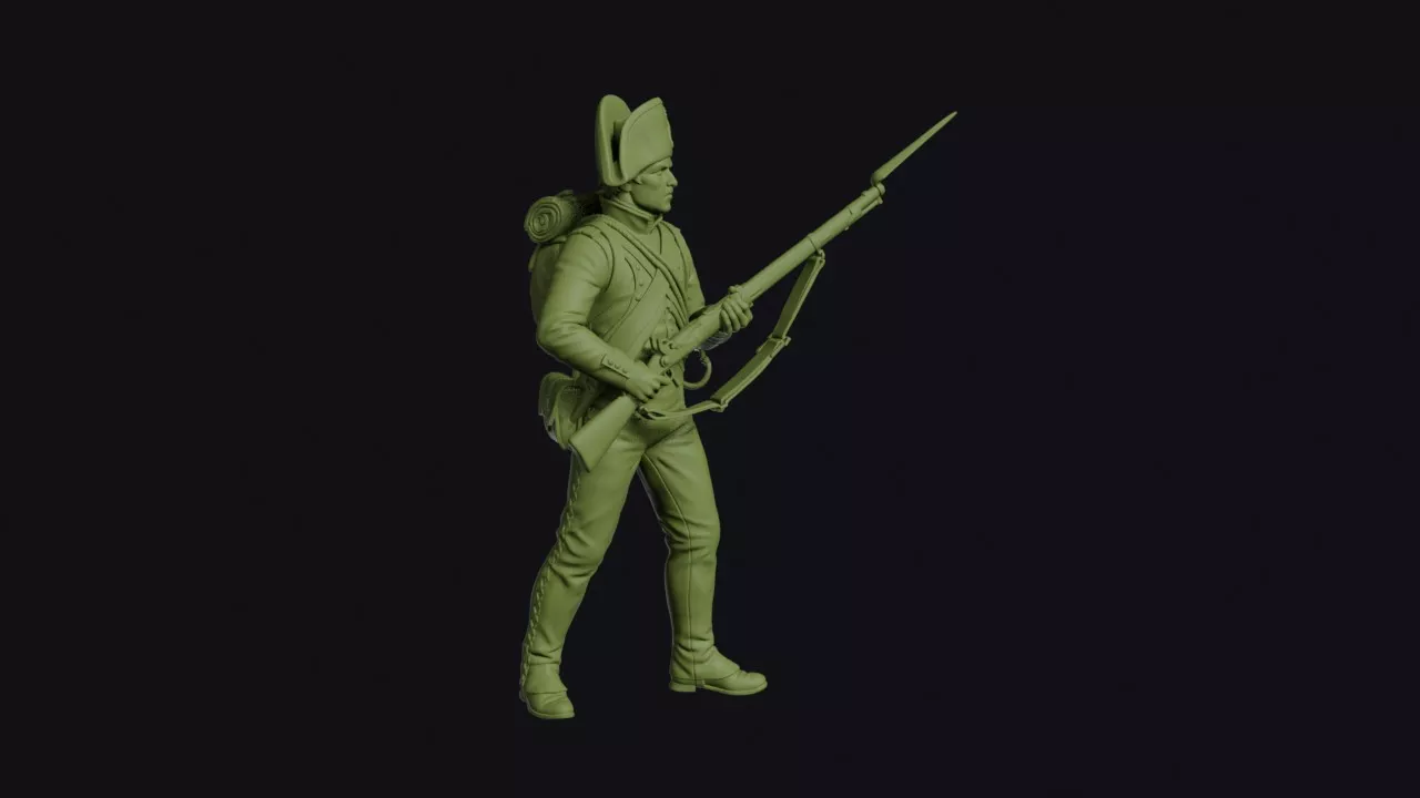 French Line Fusilier of 1805 at Present Arms with Bicorne Worn 3D print model
