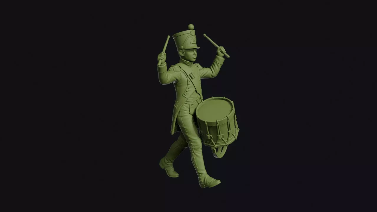 French Line Drummer of a Boys Age Marching 3D print model