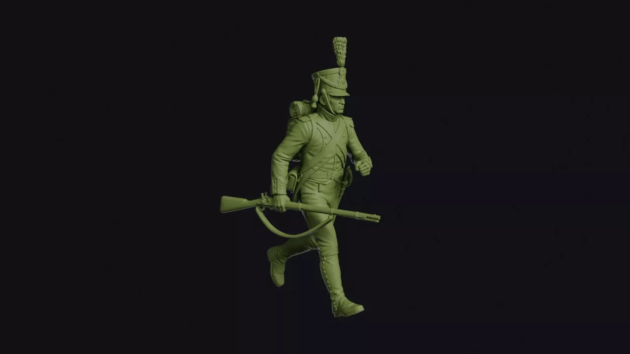French Light Infantry Chasseur at the Trail Jogging Forward 3D print model