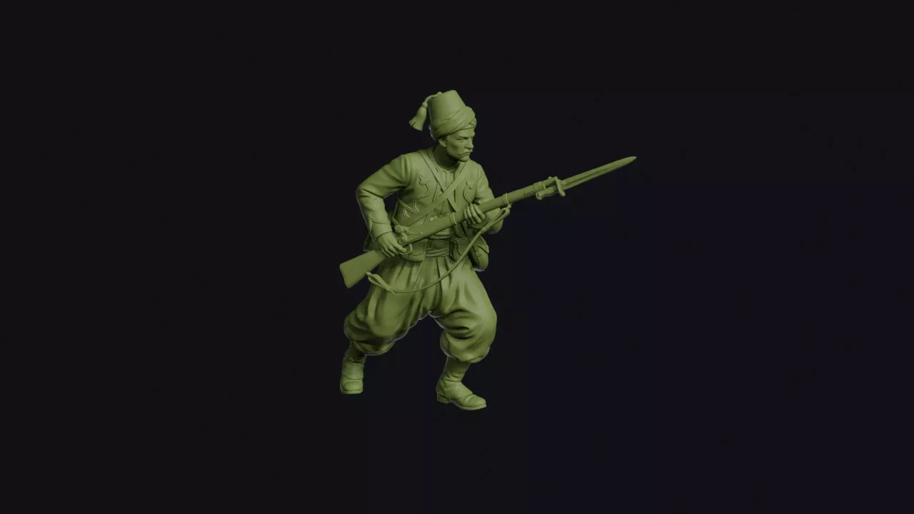Franco-Prussian War French Zouave Charging with a Chassepot and 3D print model