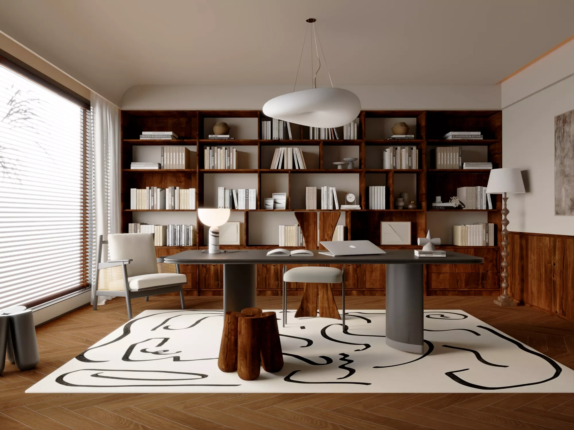 Modern Home Office Interior Scene 3D model