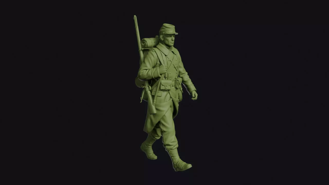 Franco-Prussian War French Line Infantryman Marching with his 3D print model