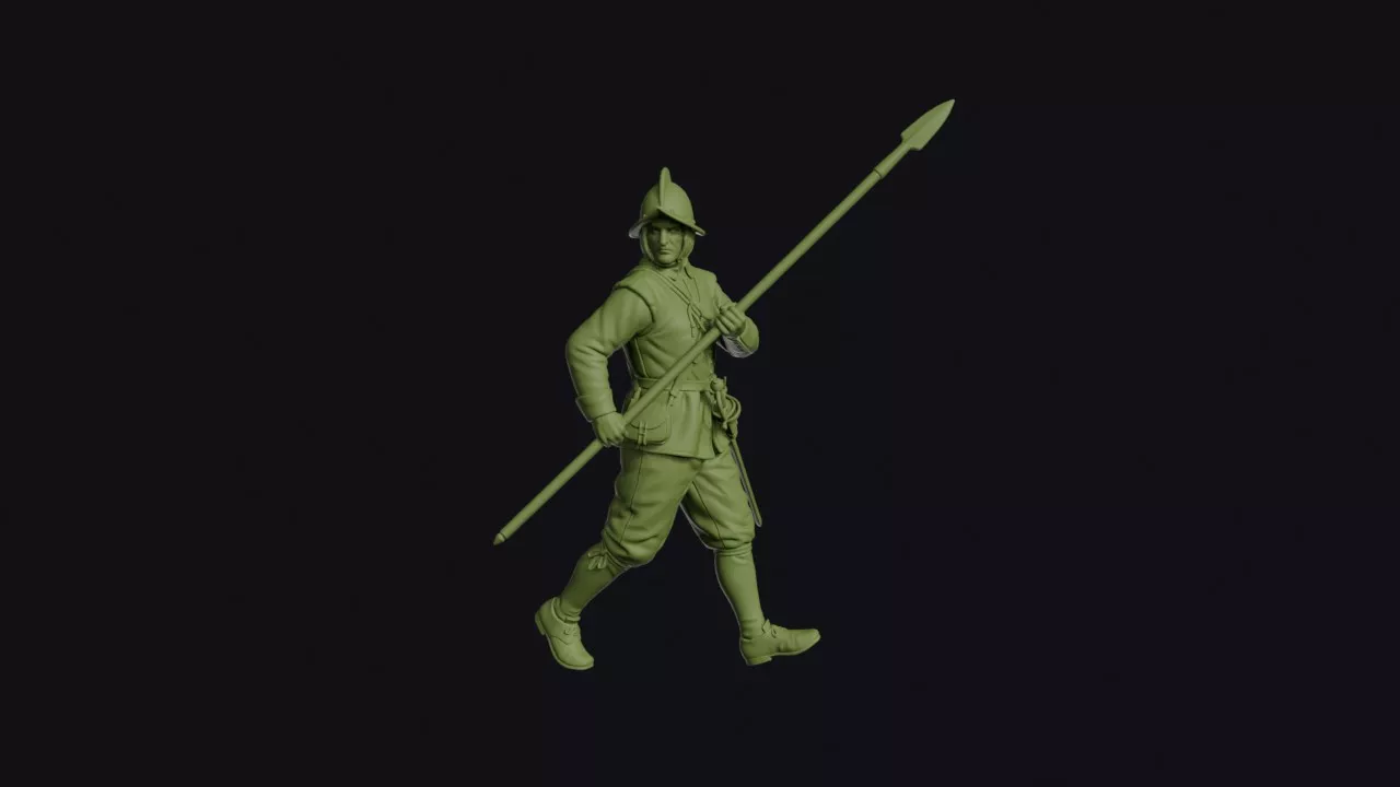 English Civil War Pikeman at the Port Marching 3D print model