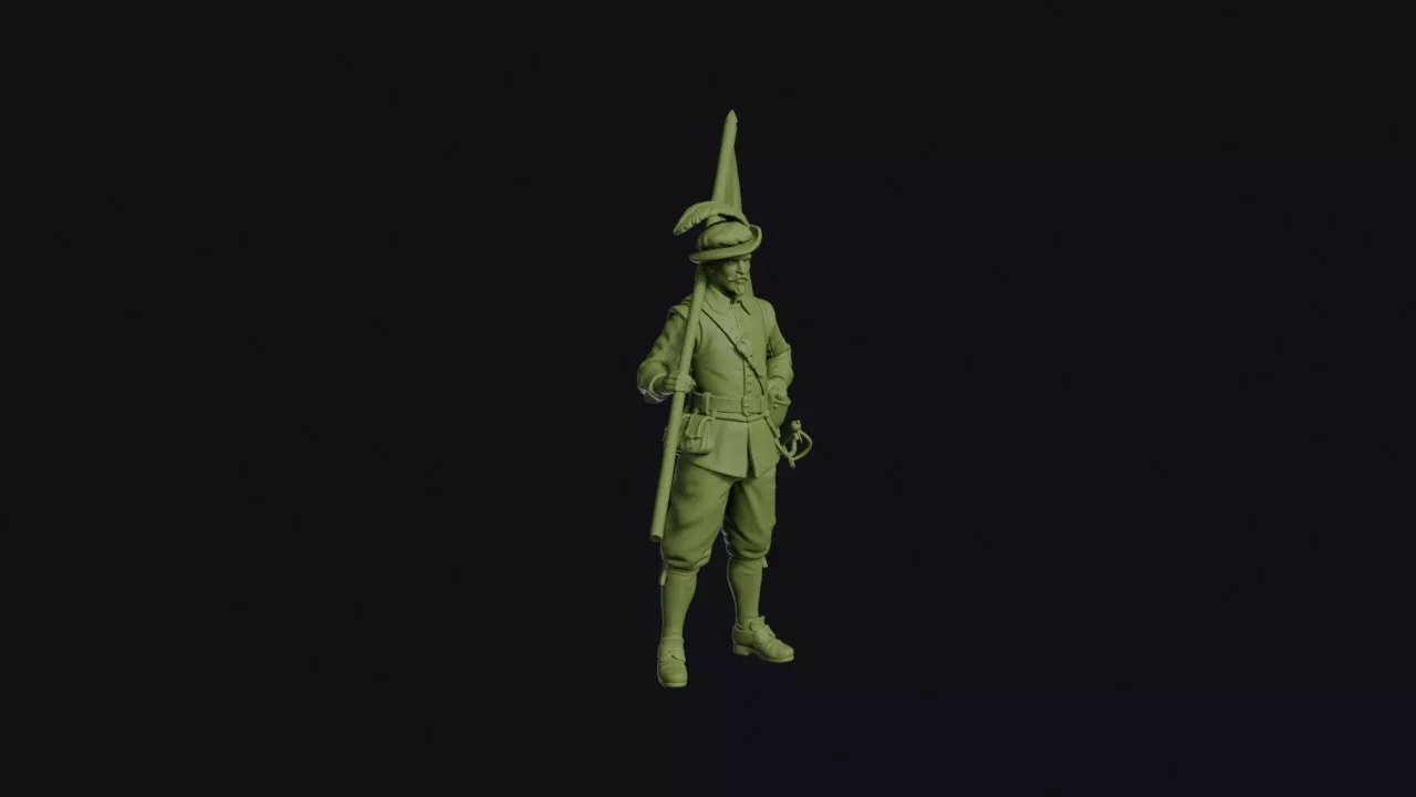 English Civil War Ensign Carrying a Large Square Colour Braced 3D print model