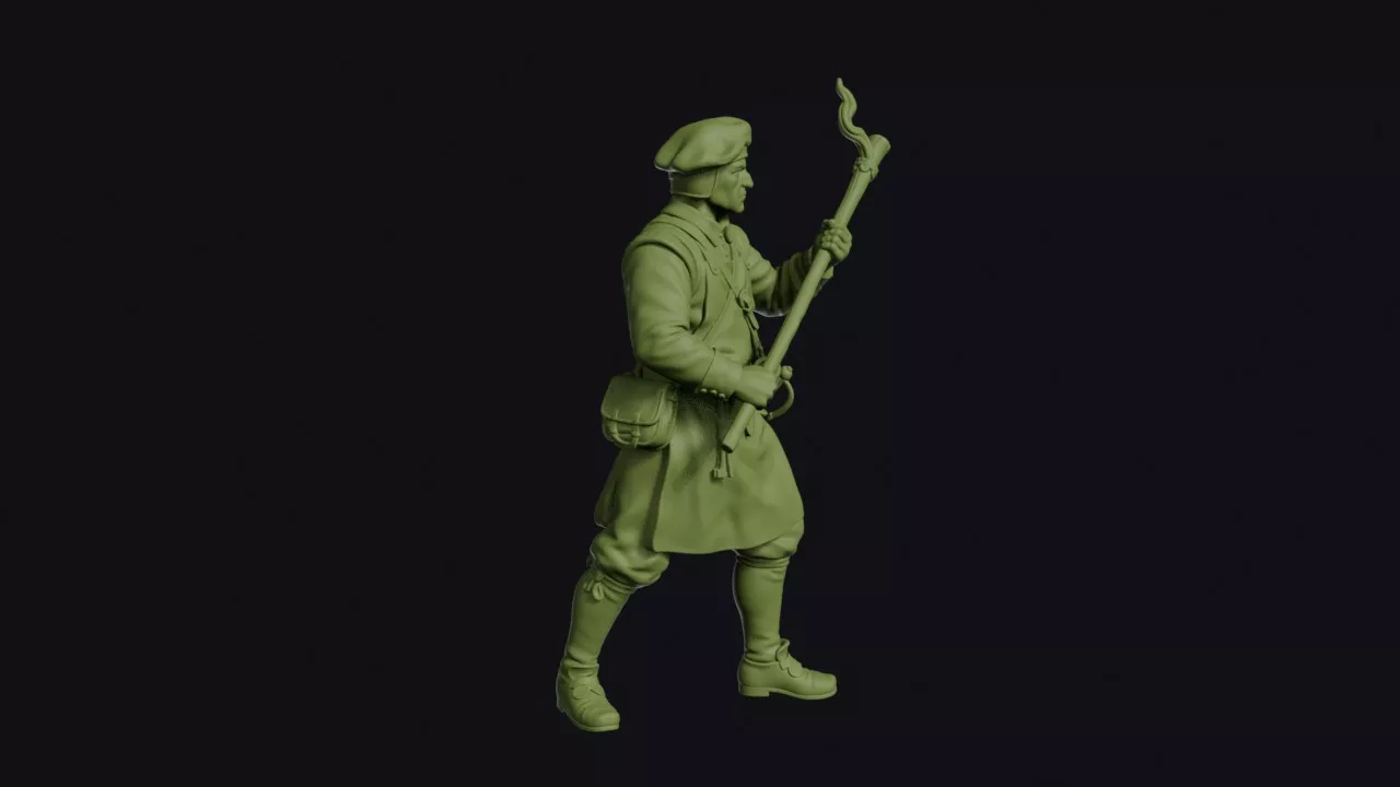 English Civil War Artilleryman Holding a Linstock with a Lit 3D print model