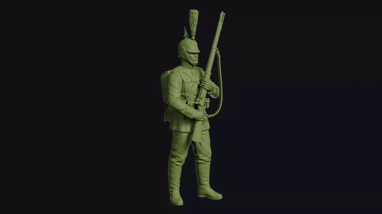 Crimean War Russian Grenadier at Present Arms with Tall Spiked 3D print model