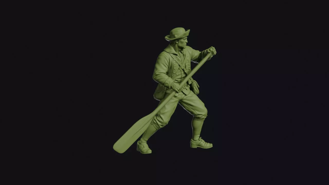 Continental Army Marblehead Mariner Rowing Stance with an Oar 3D print model