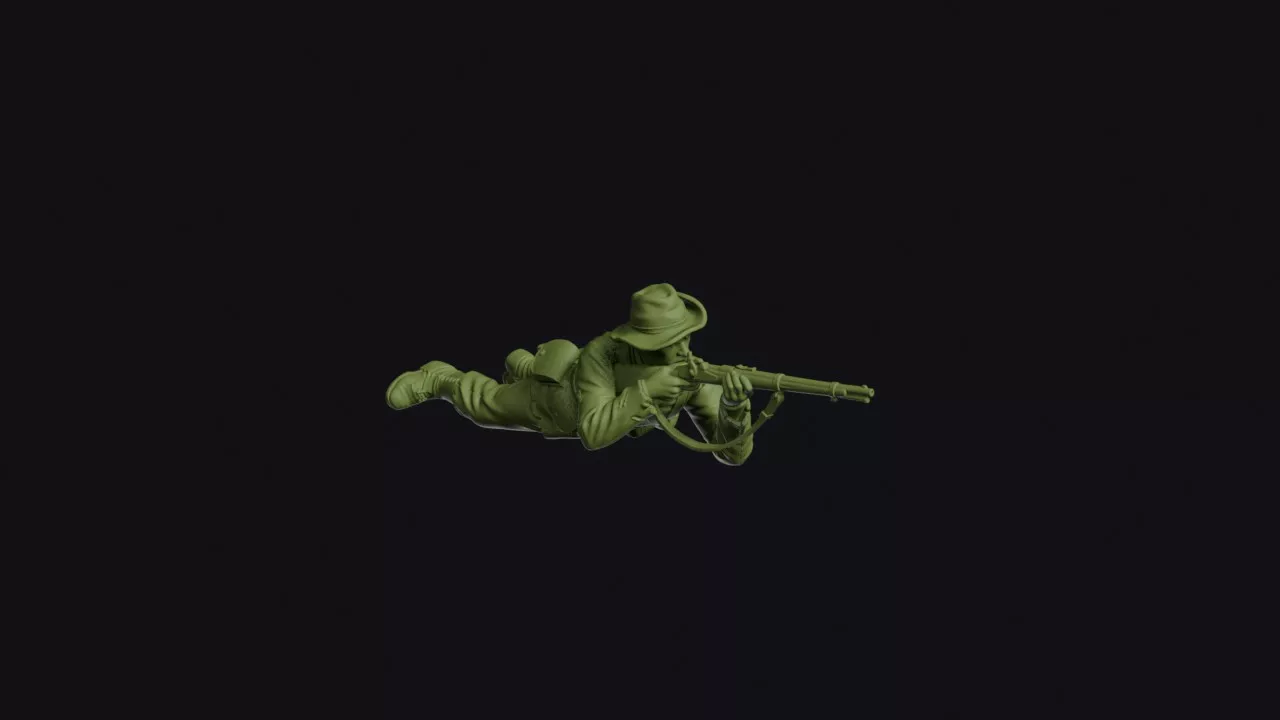 Confederate Infantryman Lying Prone Firing in Slouch Hat and 3D print model