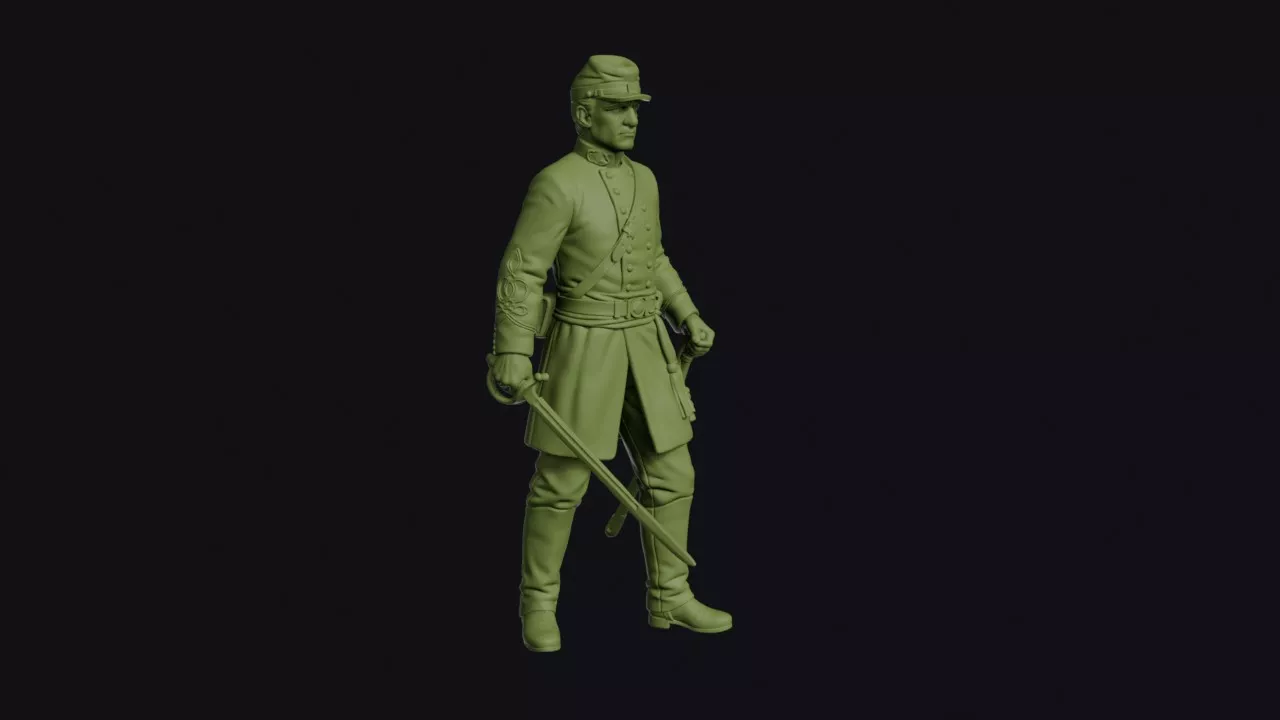 Confederate Infantry Officer with a Sword Drawn in Kepi and 3D print model