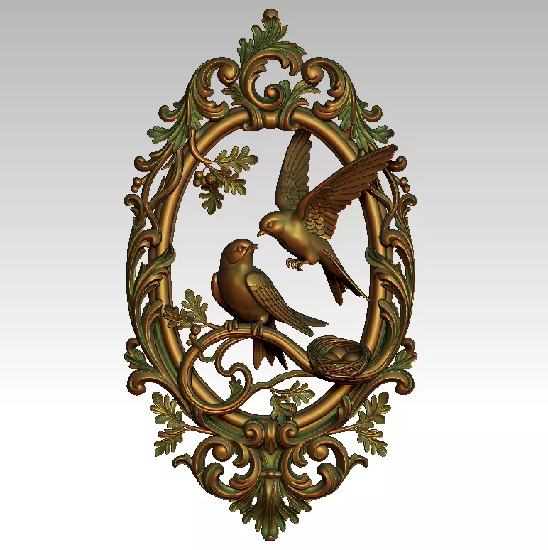 Classic Birds Frame Relief 3D print model