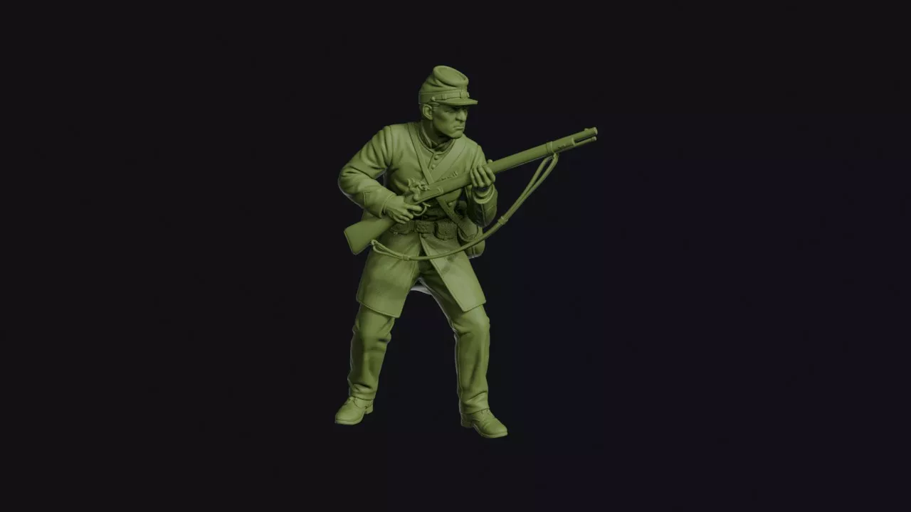 Civil War Infantryman Peering Around a Corner with a Musket 3D print model