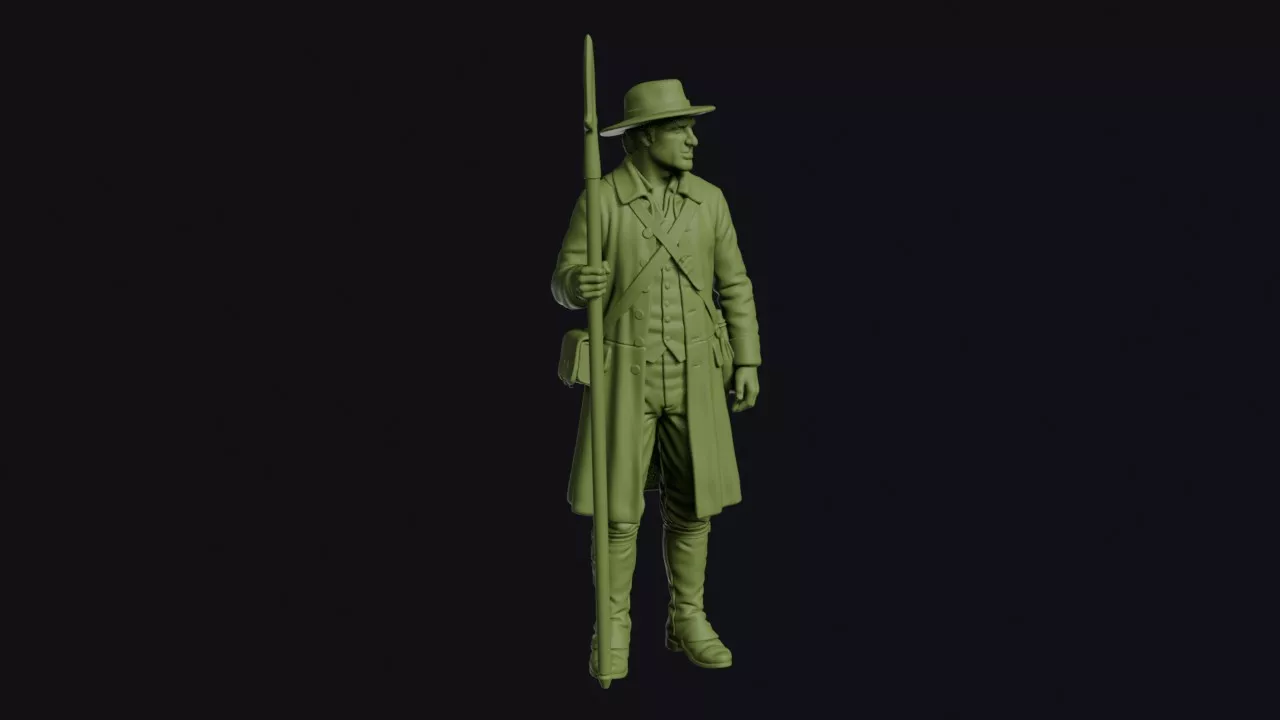 British Portuguese Ordenanza Militiaman with a Pike in Wide Hat 3D print model