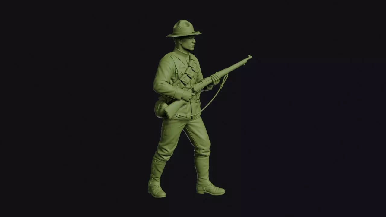 Boxer Rebellion US Infantryman at the Trail in Khaki and 3D print model