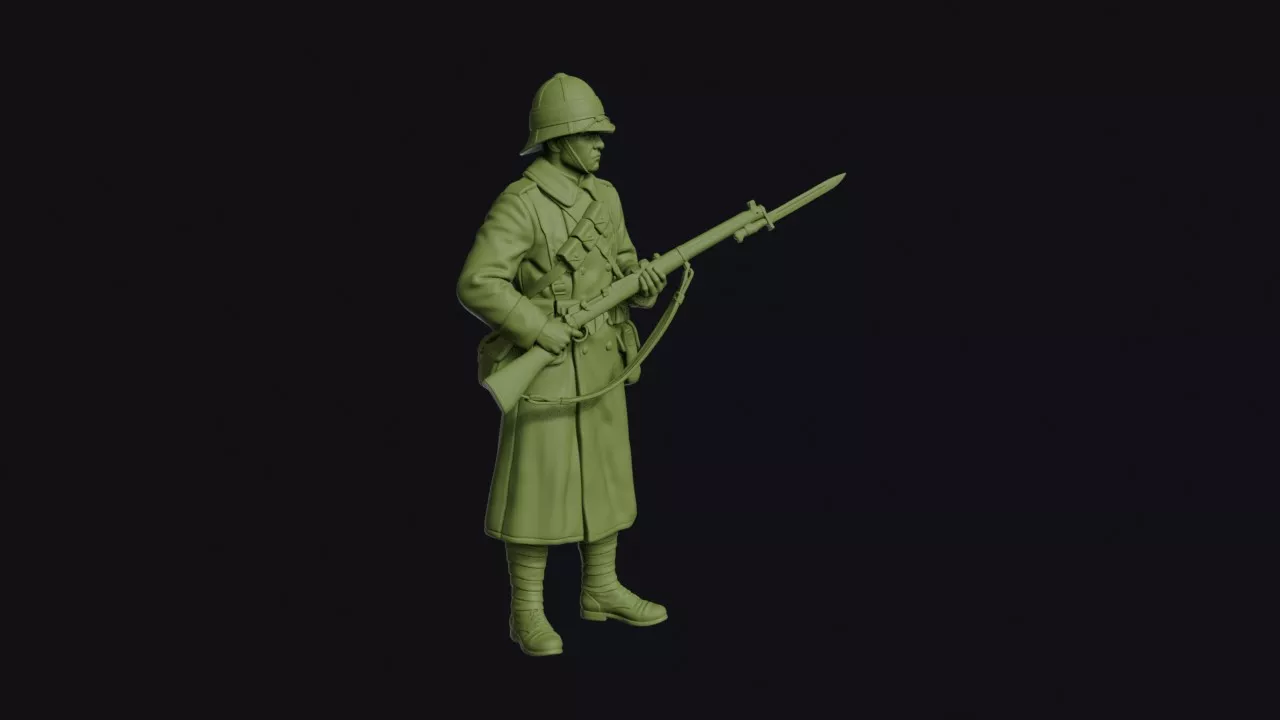 Boer War British Infantryman Standing Sentry in a Greatcoat 3D print model