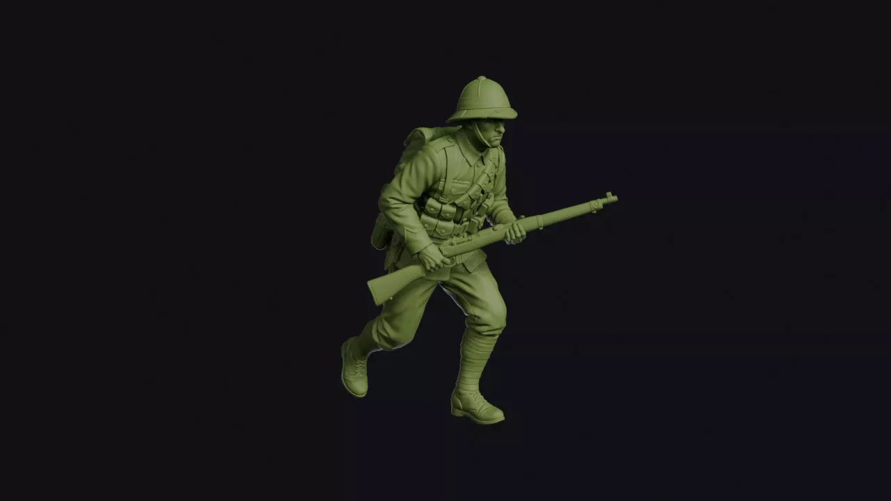 Boer War British Infantryman Running Crouched with Khaki and 3D print model
