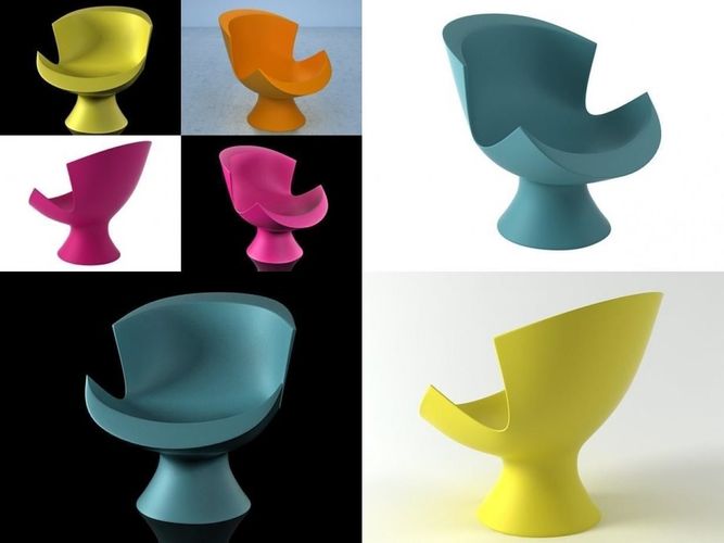 Kite different colored chairs 3D model