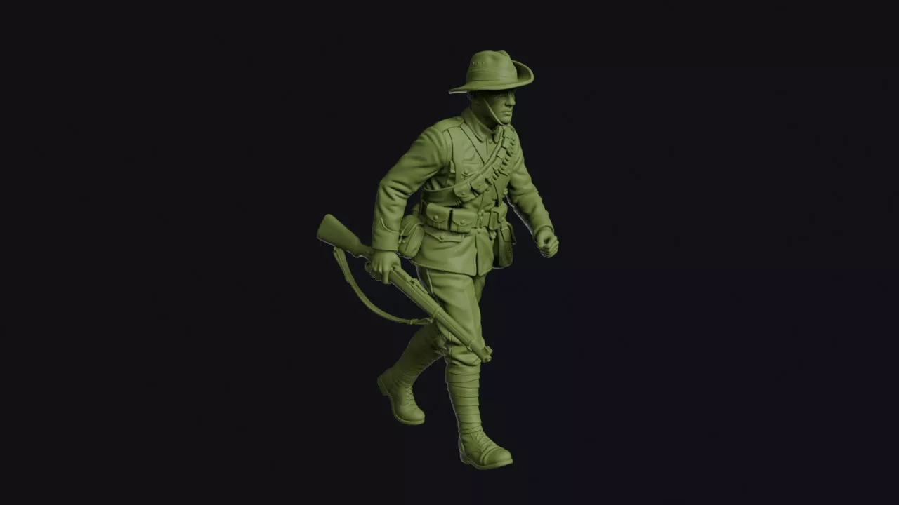 Boer War British Infantryman Advancing at the Trail 3D print model