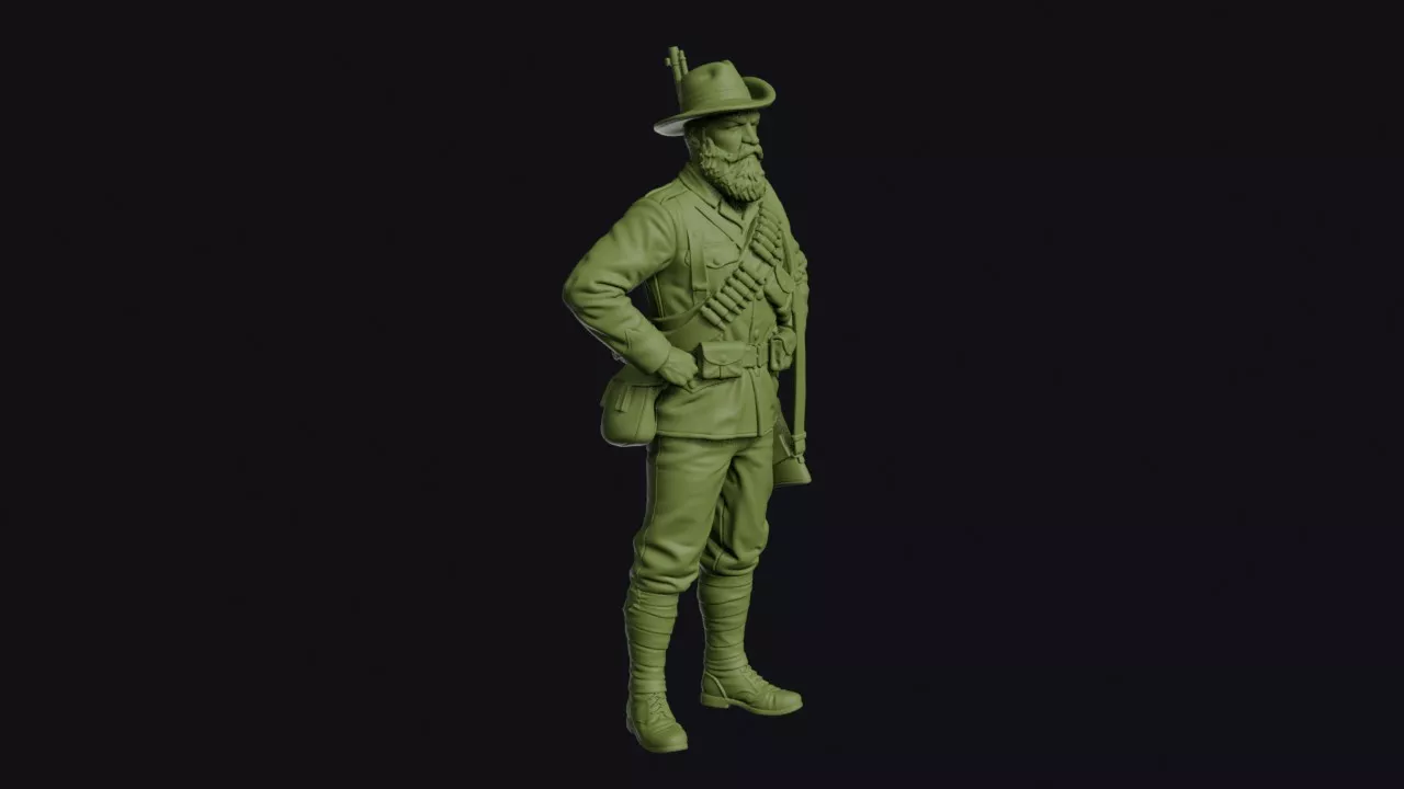 Boer War Boer Commando with a Rifle Slung and a Bandolier with 3D print model