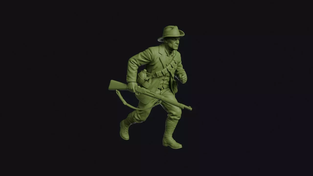 Boer War Boer Commando Running Crouched with a Rifle at the 3D print model