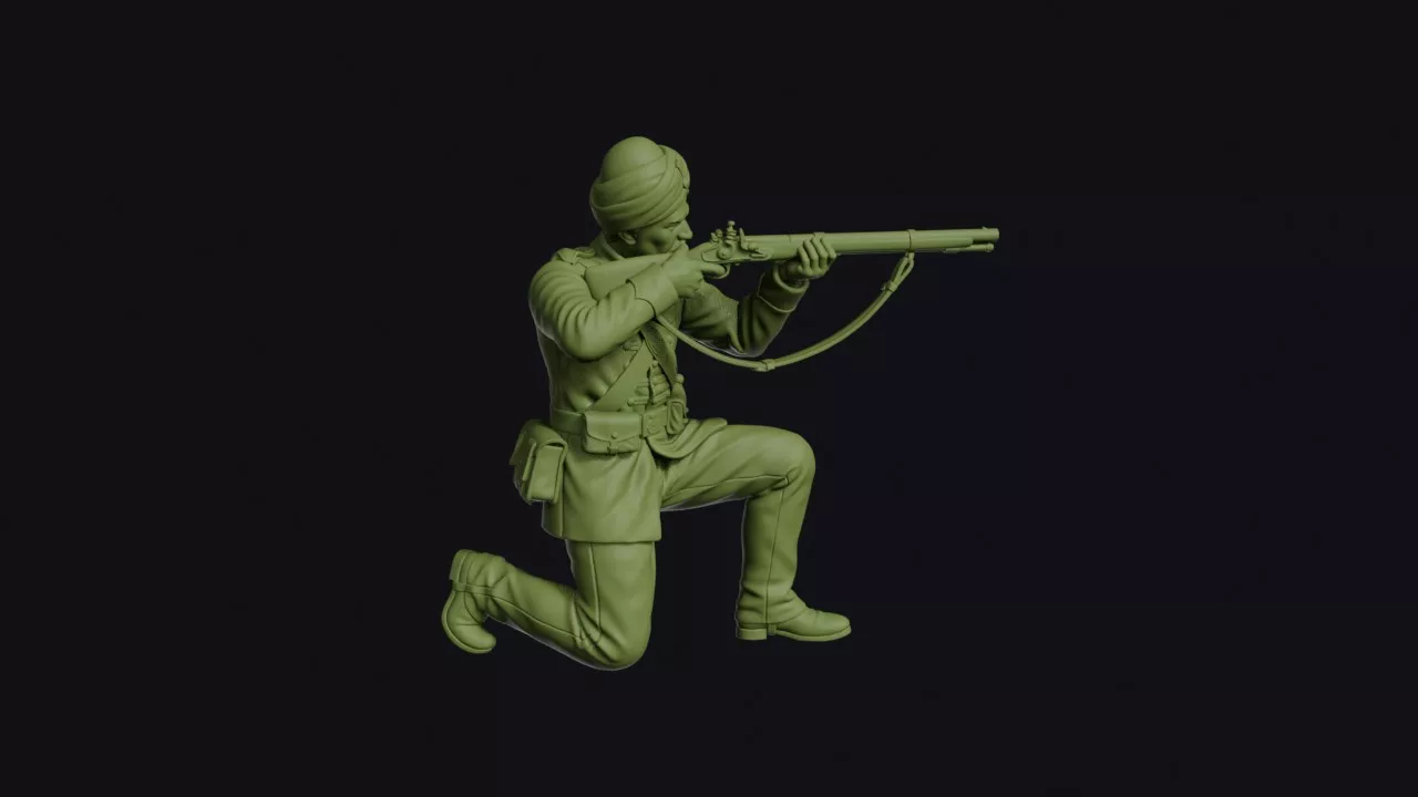 Bengal Native Infantry Sepoy of 1845 Kneeling to Fire 3D print model