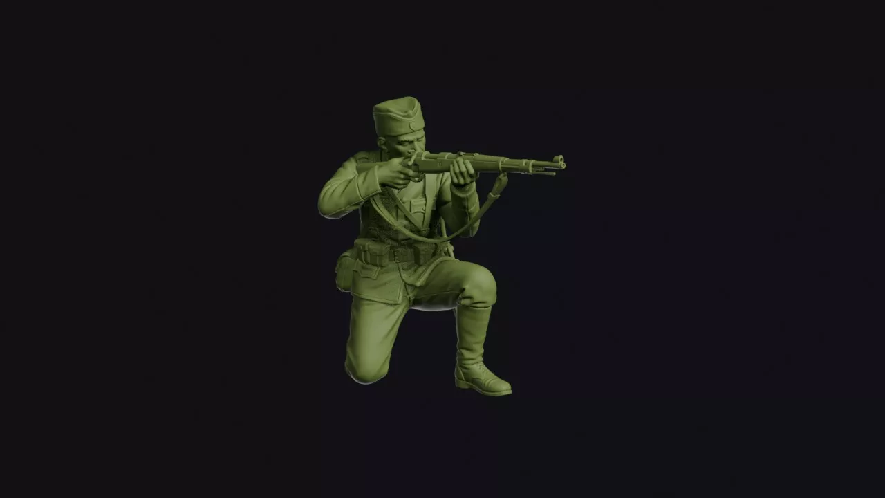 Balkan Wars Serbian Infantryman Kneeling to Fire in Sajkaca Cap 3D print model