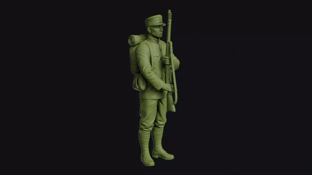 Balkan Wars Romanian Infantryman at Present Arms with Peaked 3D print model