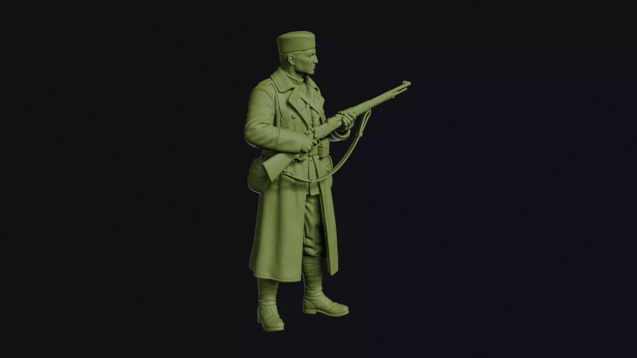 Balkan Wars Montenegrin Infantryman Standing with a Rifle in 3D print model