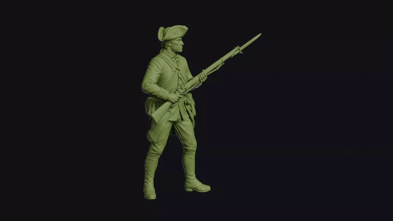 American Revolution Loyalist Provincial at Present Arms in 3D print model