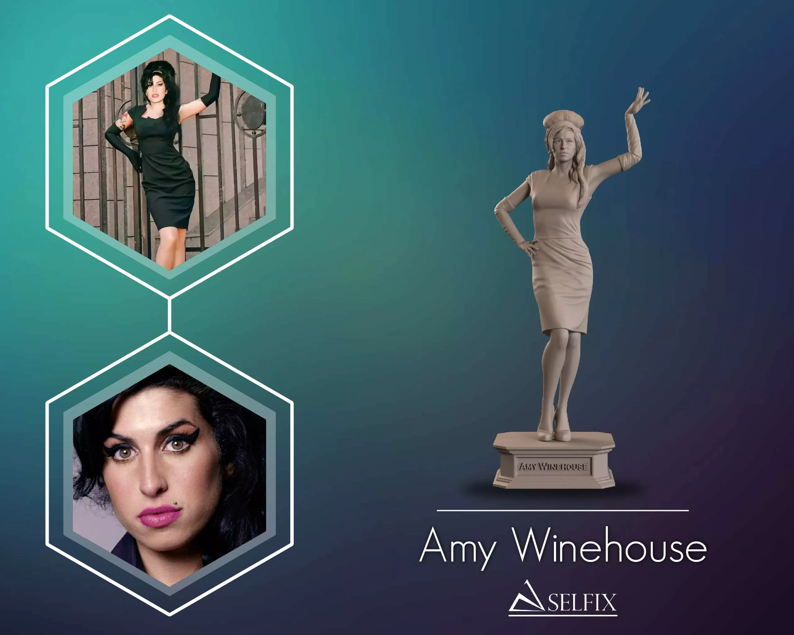 Amy Winehouse Full Body Sculpture 3D print model