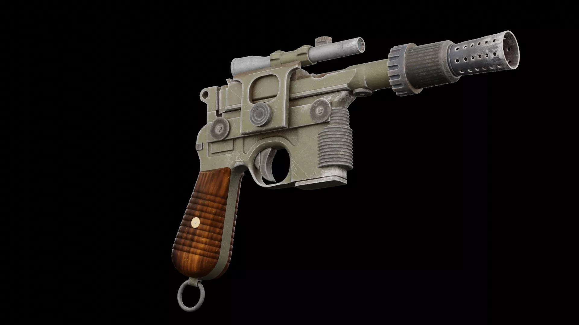 Stylized Heavy Scoped Blaster Pistol Low-poly 3D model
